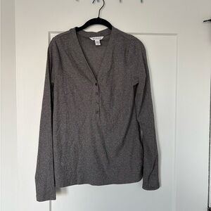 Athleta Gray V-Neck Sweater
